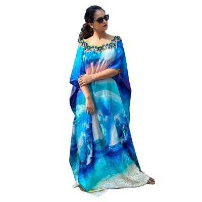 China Anti-Static Women's Print Turkish Kaftan Beachwear Bikini Cover Up Maxi Dress for sale