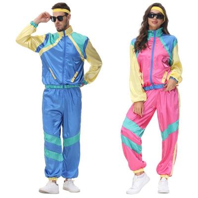 China Polyester Womens Mens 80s Old Fashioned Height of Fashion Shell Suit Costume for sale