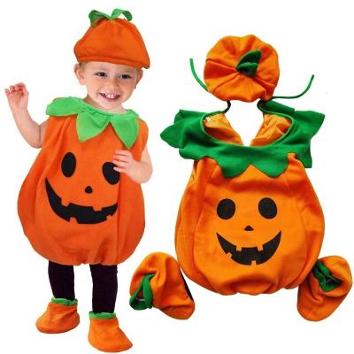 China Polyester Newborn Toddler Baby Girl Boy Halloween Pumpkin Costumes Cute Hooded Romper Jumpsuit Outfit Clothes for sale