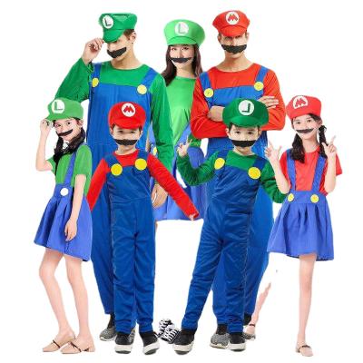 China Other Super Brothers Costume Outfit Halloween Cosplay  for Adult Kids Plumber  Overalls with Accessory for sale