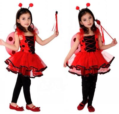 China Polyester Girls Polka Dots Ladybug Dress Up Costume Birthday Halloween Christmas Fancy Party Outfit Size 3-10 for sale