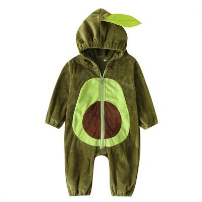 China Polyester Baby Avocado Onesie Infant Boy Long Sleeve Hooded Romper Jumpsuit Outfits Clothes for sale