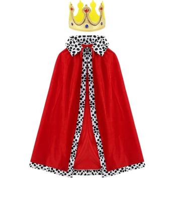 China Dress up cosplay King Queen Robe Halloween Costume Medieval Prince King Costume Cloak Crown Set for sale