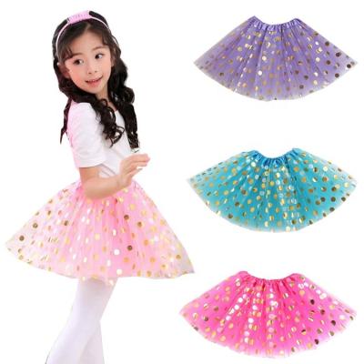 China Skirt Baby Girls' Polka Dot Tutu Ballet Triple Layer Tulle Dance Skirt for sale