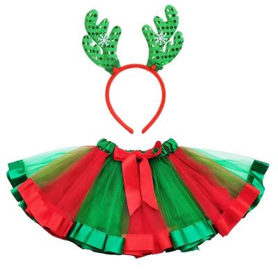 China Skirt RTS Christmas Tutu for Baby Girl Elf Costume Red Green Tutu Skirts Xmas Decorations Gifts for sale