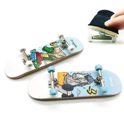 China Youth Finger Skateboard Maple Double Balance Wheel Professional Bearing Fingertip Skateboard [Zodiac] Children's Toy Gift for sale