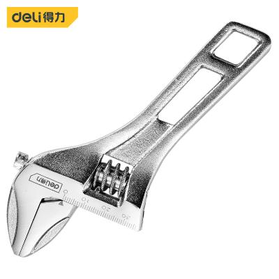 China Deli Carbon Steel Silver White Smooth Handle Non-Slip Large Open End Wrench Exterior Chrome Plated Adjustable Open End Wrench for sale