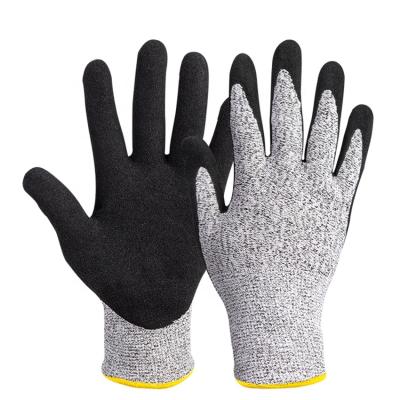 China Best Selling Craft Knitted Nitrile Anti-smash Gloves Coated Gloves Elastic Cuff Cut Resistant Gloves for sale