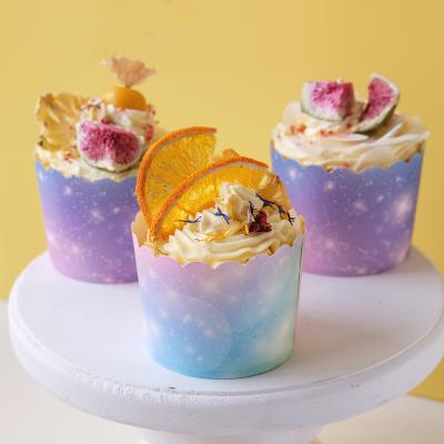 China Disposable Disposable Starry Sky Cup Cake Roll Paper Baking Cups For Baking Cupcake for sale