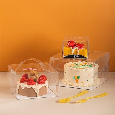 China Recycled Materials Customized Plastic Handle Cake Pop Paperboards Folding Plastic Box With Clear Handle Cake Box for sale