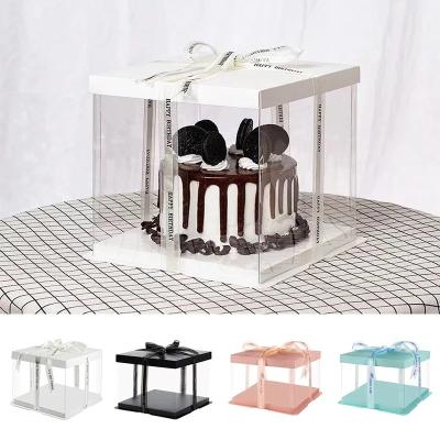 China Plastic Cake Box Wedding Recycled Large Cupcake Square Materials Cheap High Quality Custom Handle Box Transparent Clear for sale