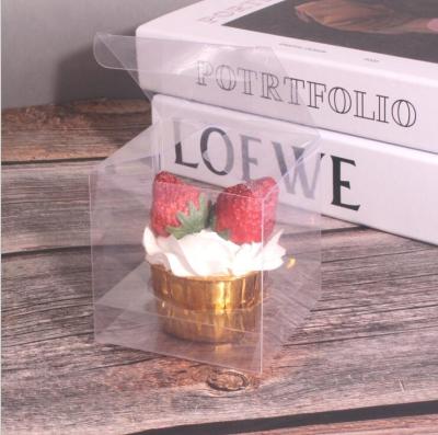 China Wholesale Recyclable Cardboard Paper Plastic Pop Packaging Square Customizable Luxury Clear Transparent Cake Box With Handle for sale