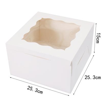 China Recyclable Plain Kraft Paper Cake Boxes Pastry Box Packaging With Clear White Display Window Dessert Treat Boxes for sale