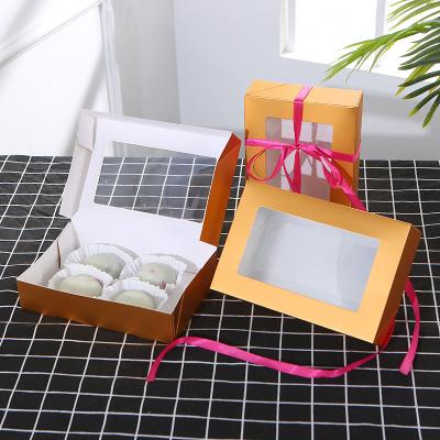 China Fancy Logo Print White Rectangle Bakery Wholesale Recyclable Box With Window for sale