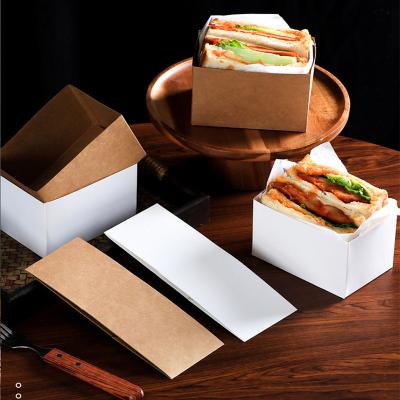 China 2022 Lunch Cake Packaging Box Bakery Packaging Box Recyclable Brown Paper Sandwich Box for sale