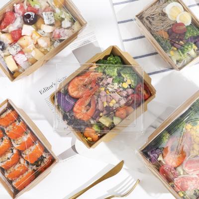 China Takeaway Salad Paper Box Food Grade Recyclable Custom Disposable Packaging Fast Food To Go Paper Box for sale