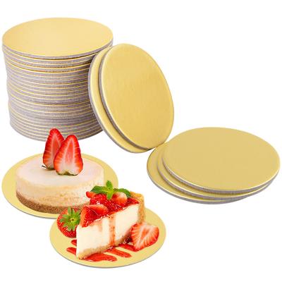 China Recyclable 3mm Thicken Gold Round Cupcake Dessert Display Tray Birthday Party Supplies Card Mat Board Paper Mousse Cake Base Pad for sale