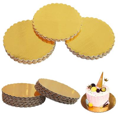 China Factory Wholesale Disposable Round Cake Stand Recyclable Wedding Drum Cake Bottom Panel Gold Decorating Circle Cardboard for sale