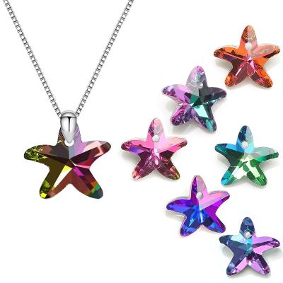 China White Gold Beads 14MM Glass Starfish Beads For Jewelry Making Crystal Charms Pendant Beads For Bracelets Star Pentagon Necklace DIY Beads 20pcs/bag for sale