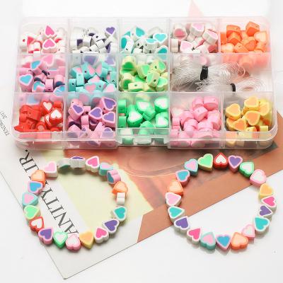 China For Zhubi 10MM Love Heart Beads Kit 260Pcs Plastic Ceramic Polymer Clay Beads For DIY Necklace Jewelry Clothes Making Handmade Bracelets Shaping Jewelry Findings for sale