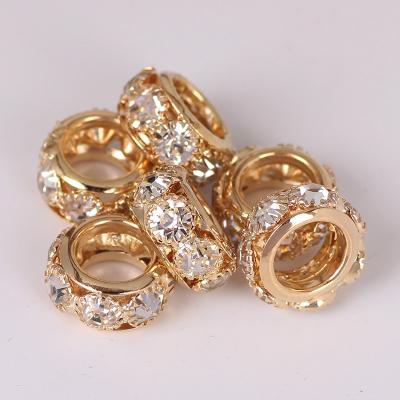 China Wedding& Home Deoration 14mm Crystal Drill Circle Beads Big Hole Silver Or Gold Plated Circle Jewelry Accessory for sale