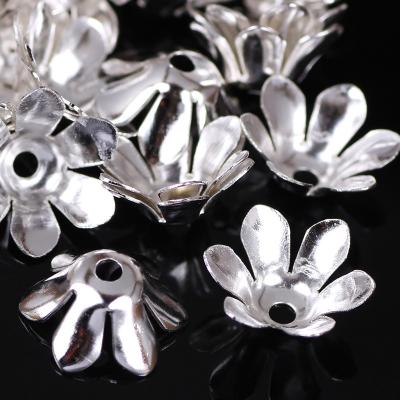 China 12MM Plated Jewelry Flower Metal Spacer Beads Filigree Beads Jewelry Bottom Silver Gold Gold Alloy Patches DIY Crafts Charms 50Pcs/bag for sale