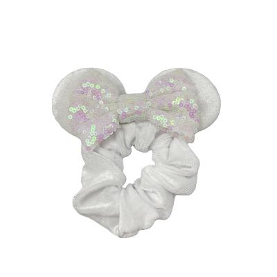 China Daily Bunny Ears Bows Elastic Hair Bands for Kids Babies Hair Bands Scrunchie Hair Rope for sale