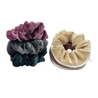 China Selling New Design Hair Tie Women Daily Hair Accessories Elastic Hair Bands Velvet Zipper Scrunchies For Girls for sale