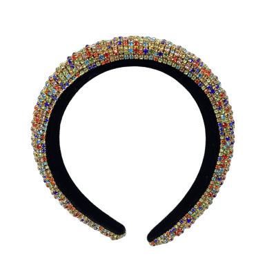 China High-grade flannel hair band girl's heart glitter rhinestone diamond hair circle new design style European and American stretch headband top for sale