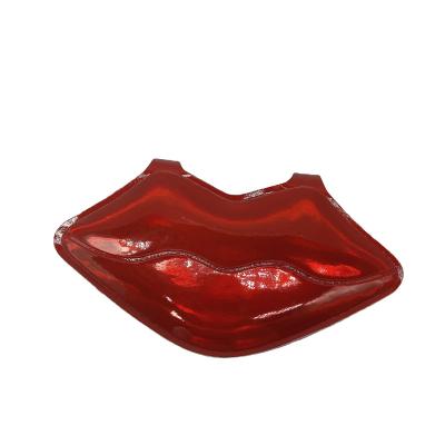 China Custom Mouth Portable Holographic Leather Cute Shape Makeup Mirror PU Lighted Plastic Mirror for sale