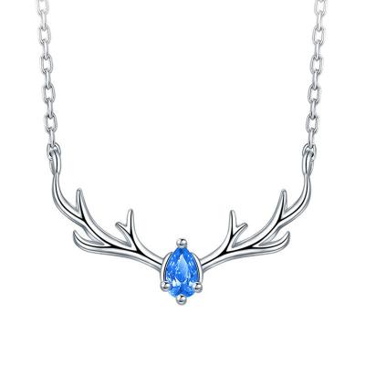 China Office/Wholesale Simple Korean Antlers Necklace Career Style Zircon Clavicle Chain Shining Birthday Gift Pendant for sale