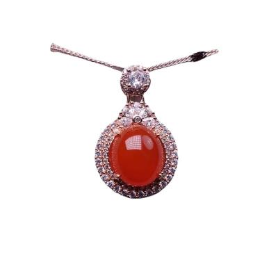 China China Natural Ice Red Baoshan Agate Set Stud And Ear Ring PendantS925Ster Red Silver Inlaid Holiday giftcarnelian for sale