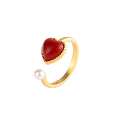 China China S925 Sterling silver southern red agate ring relates to Chinese style women's beads carnelian ring diy carnelian for sale