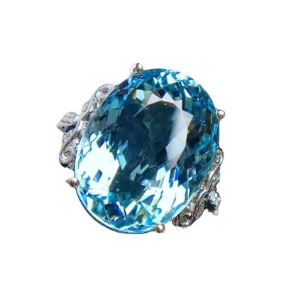 China The new product CLASSIC Topaz Ring 925 silver accessories shape exquisite main stone 13*18mm light luxury Gem Ring Blue Topaz ring for sale