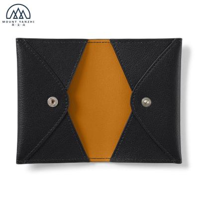 China NATIONAL Double Envelope Real RFID Colored Leather Card Holder With Snaps Closure for sale