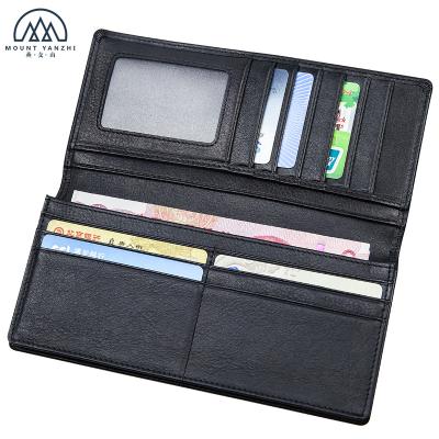 China RFID Top Full Grain CowhideLeather Genuine Long Bifold Wallet for sale