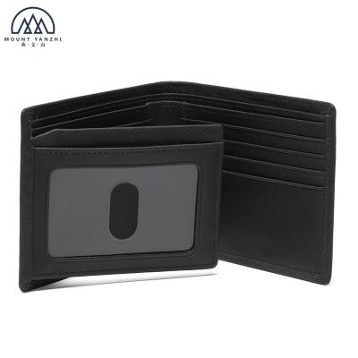 China Classic Genuine Leather RFID Credit Card Bifold Wallet With Fin Men's Leather Wallet for sale