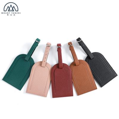 China Leather Custom Pebble Leather Luggage Tags With Privacy Cover for sale