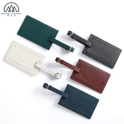 China Custom Leather Travel Rectangle Suitcase Tag Genuine Leather Luggage Tag for sale