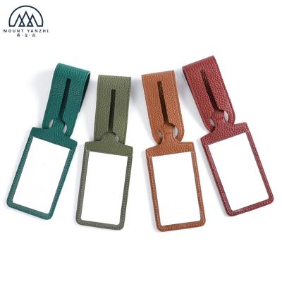 China Custom Genuine Leather Portable Leather Label Tag Travel Luggage Tag for sale