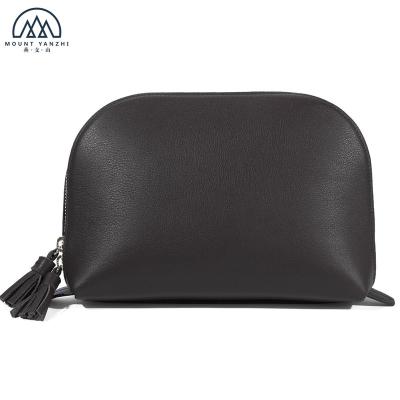 China NATIONAL High Quality Custom Shape Clamshell Genuine Leather Makeup Cosmetic Bag for sale