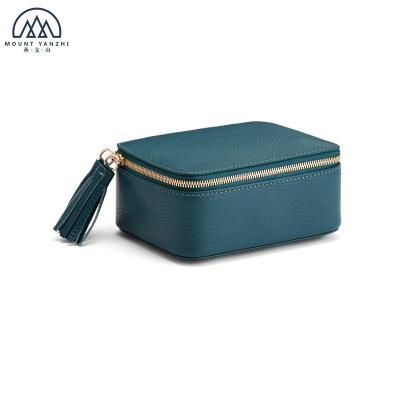 China Mini Genuine Pebbled Leather Jewelry Leather Case with Interior Pocket for sale