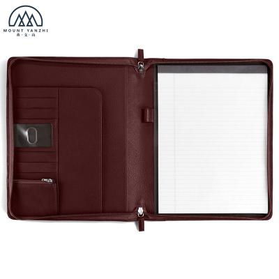 China Eco-friendly Classic Zippered Closure PU Leather Padfolio Conference Folder For Office for sale