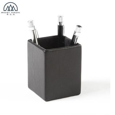 China Office Luxury Square Promotion Gift Customs PU Leather Pencil Cup Office Pencil Case for sale