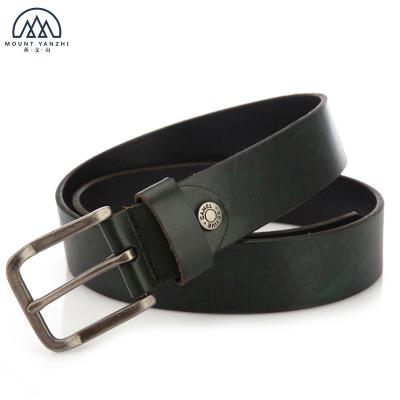 China Custom Retro Pattern Printed Genuine Leather Belts For Men for sale