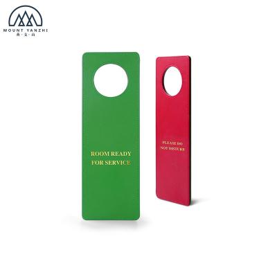 China Custom Luxury Genuine Leather Hotel Genuine Leather Do Not Touch Door Hanger for sale