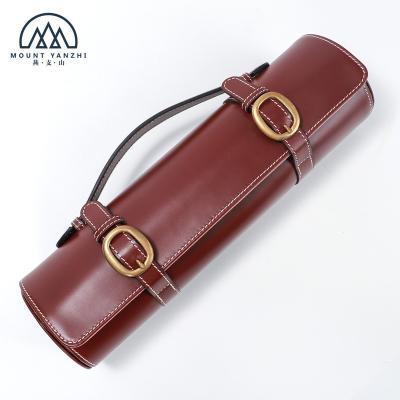 China Custom Smooth Full Grain Real Wine Leather Wine Bottle Carrying Case Bag for sale