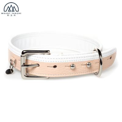 China Pebbled Luxury Goods Padded Full Grain Leather Dog Collar for sale