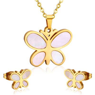 China FASHIONABLE Hot Selling Butterfly Pendant Jewelry Set Luxury Designs 24k Plated Bridal Jewelry Set for sale