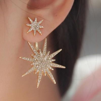 China Trendy Fashion Earrings Trend 2021 Luxury Romantic Women's Six-pointed Star Earrings Stud Earrings Shiny Snowflake Back Hanging for sale